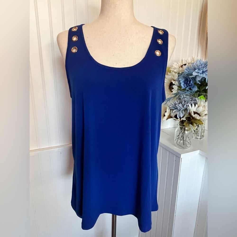 Carmen Blue Top  With Grommet Accent